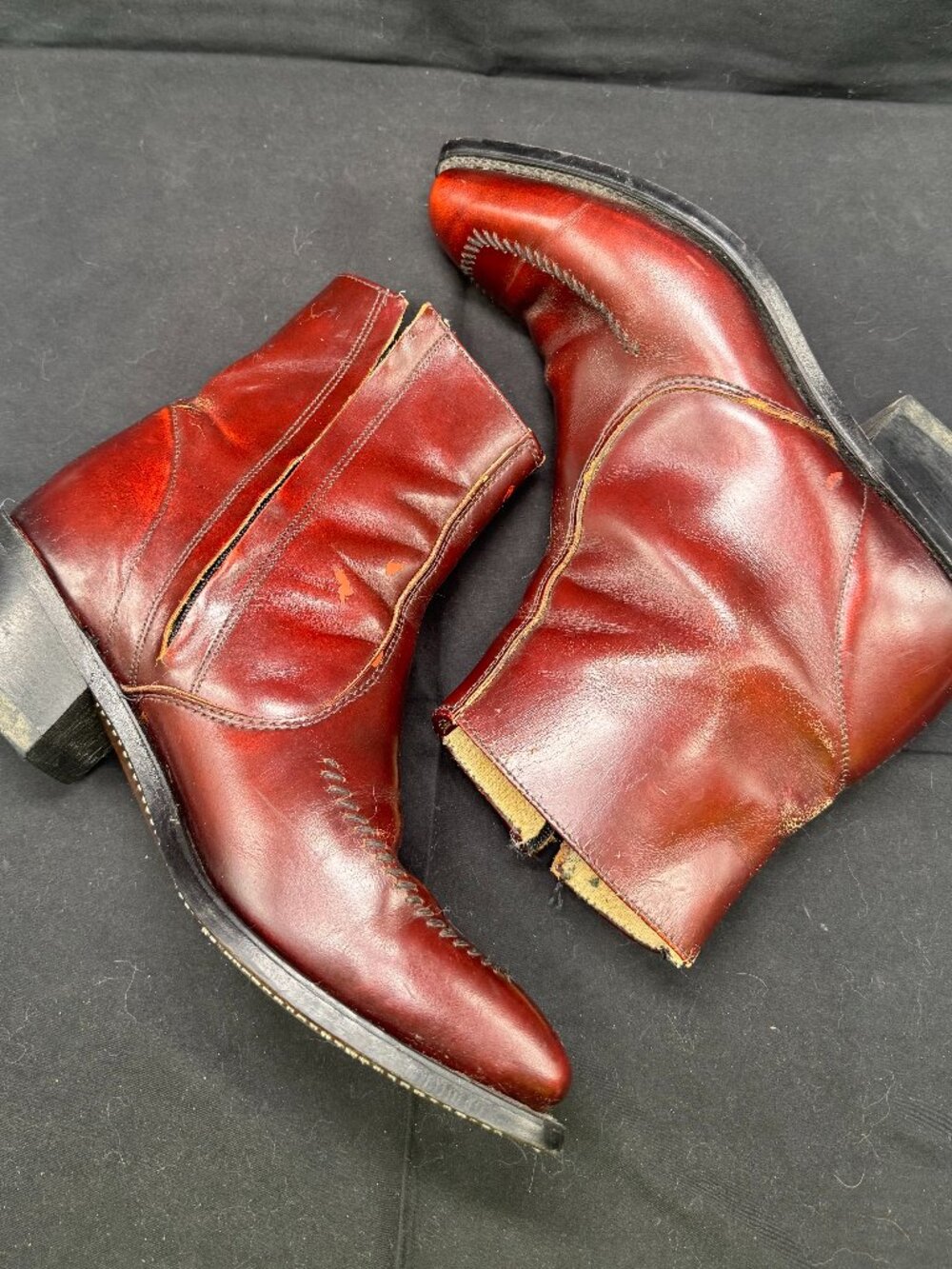 Vintage Men's Wrangler Chestnut Brown Leather Side Zip Ankle Western Boots Size